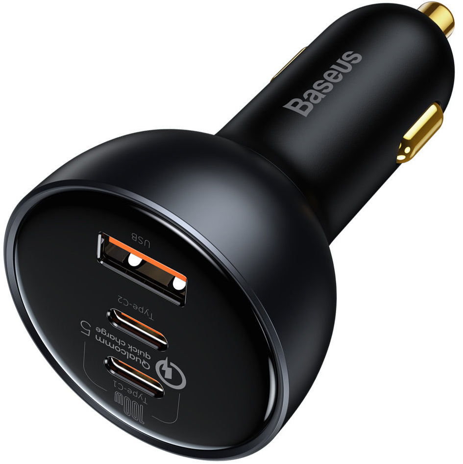 Billaddare med USB-C-kabel Baseus Qualcomm, 160W, 3A, 1 x USB-A - 2 x USB-C, Grå TZCCZZM-0G