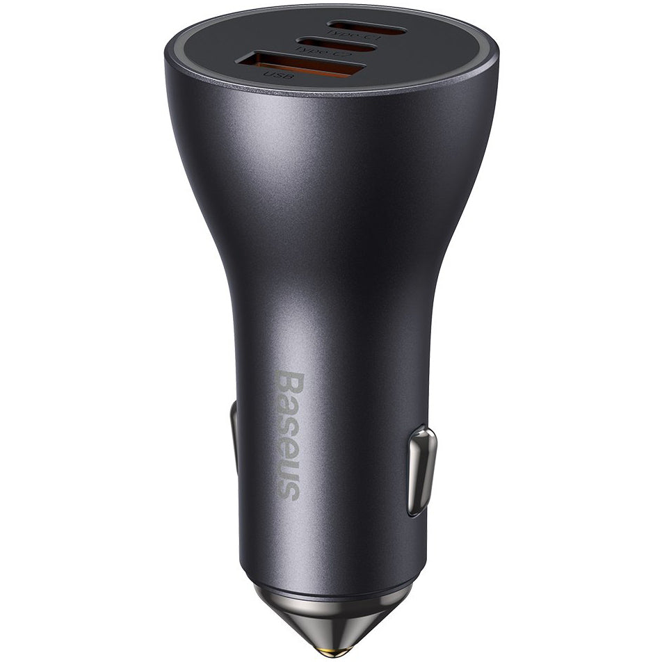 Car Charger Baseus Golden Contactor Pro, 65W, 3A, 1 x USB-A - 2 x USB-C, Grey CGJP010013