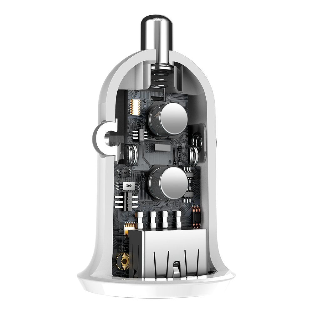 Billaddare Baseus Grain Pro, 24W, 2,4A, 2 x USB-A, vit CCALLP-02