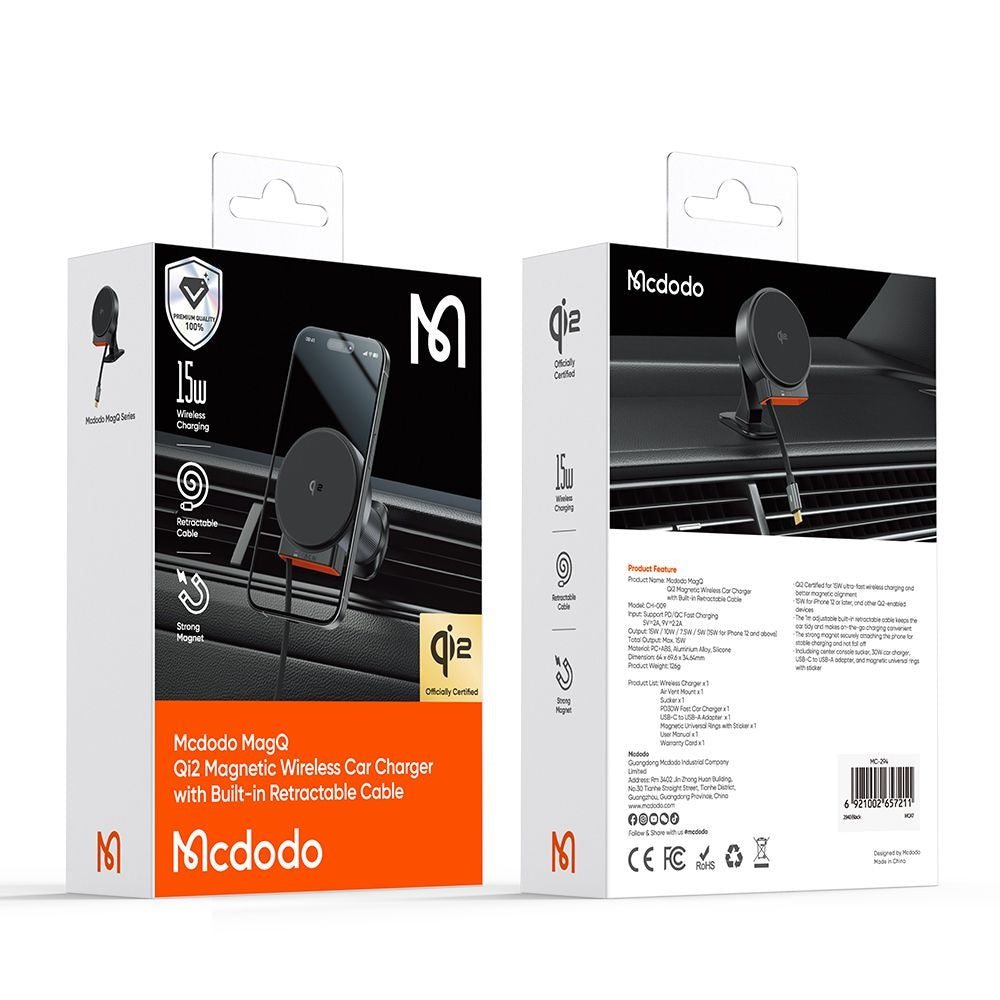 McDodo CH-0091 Wireless Car Charger, 15W, 1.67A, Gold