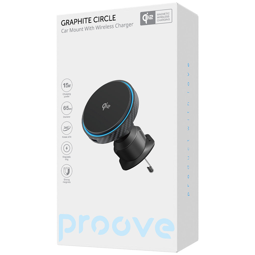 Trådlös Bilhållare Proove Graphite Circle, 15W, 1.67A, Svart WHGC15010001
