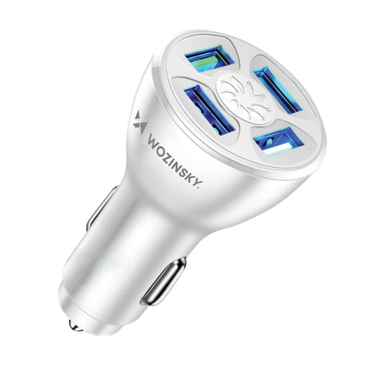 Billaddare WZK WCCAW, 50W, 3A, 4 x USB-A, vit