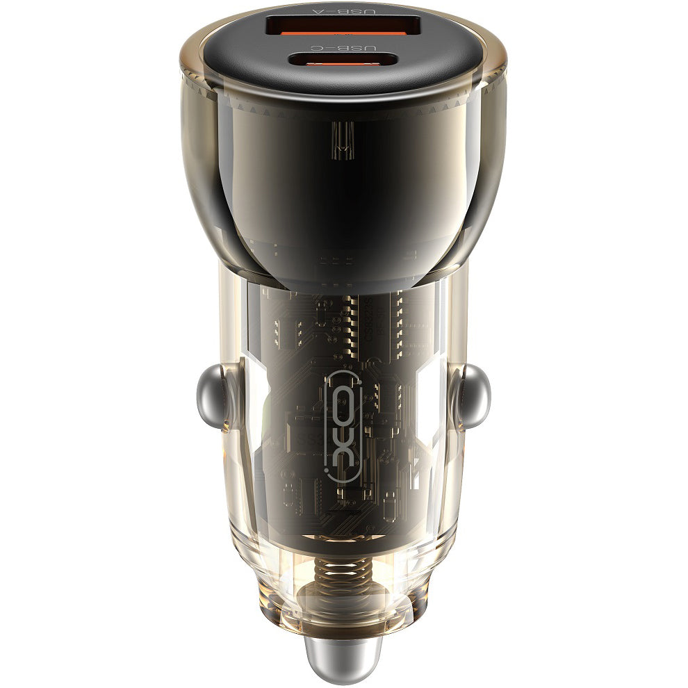 Billaddare XO Design CC60, 60W, 3A, 1 x USB-A - 1 x USB-C, Svart