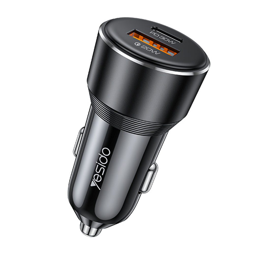 Bil laddare Yesido Y64, 50W, 3A, 1 x USB-A - 1 x USB-C, Svart