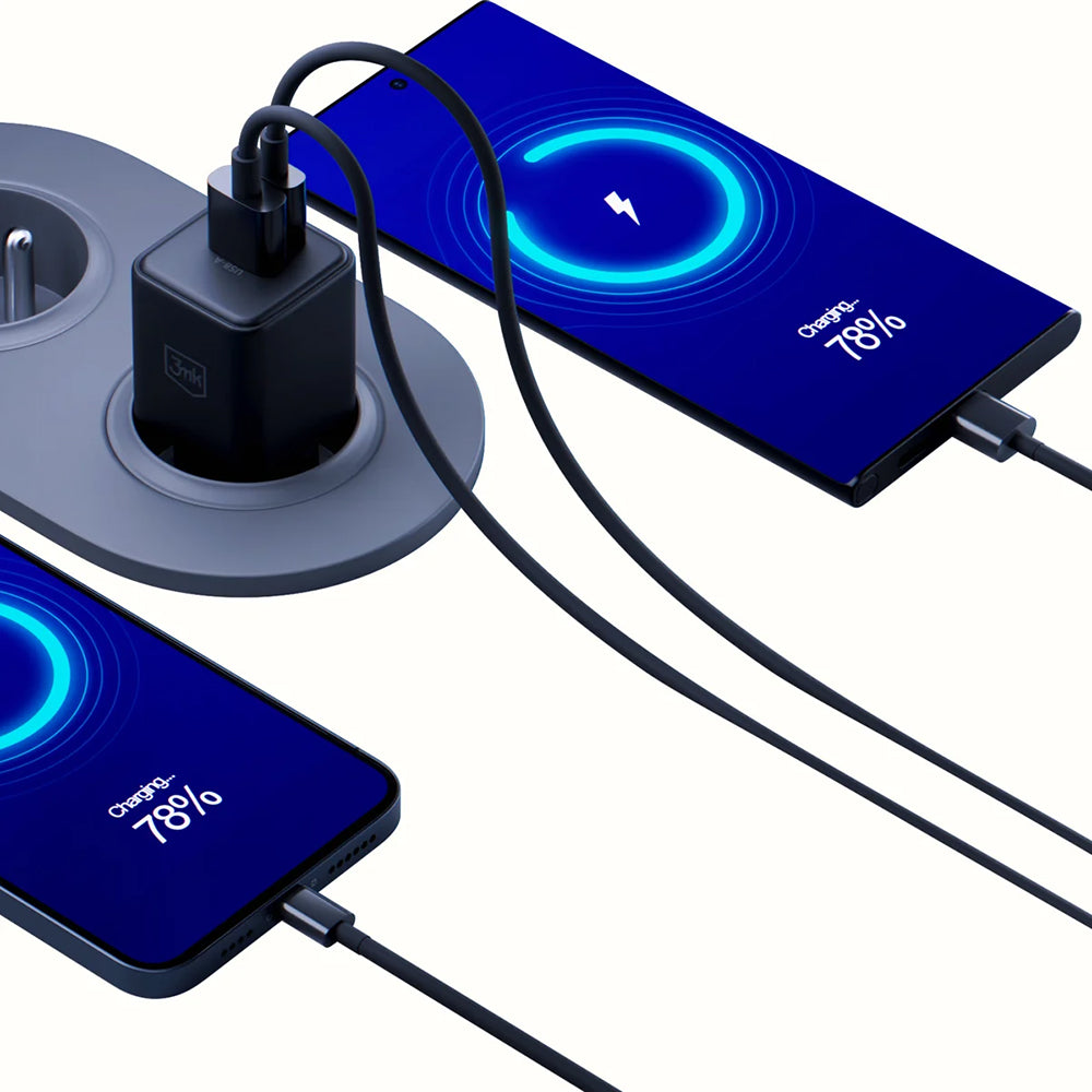 Nätverksladdare 3MK Hyper, 20W, 3A, 1 x USB-A - 1 x USB-C, Svart