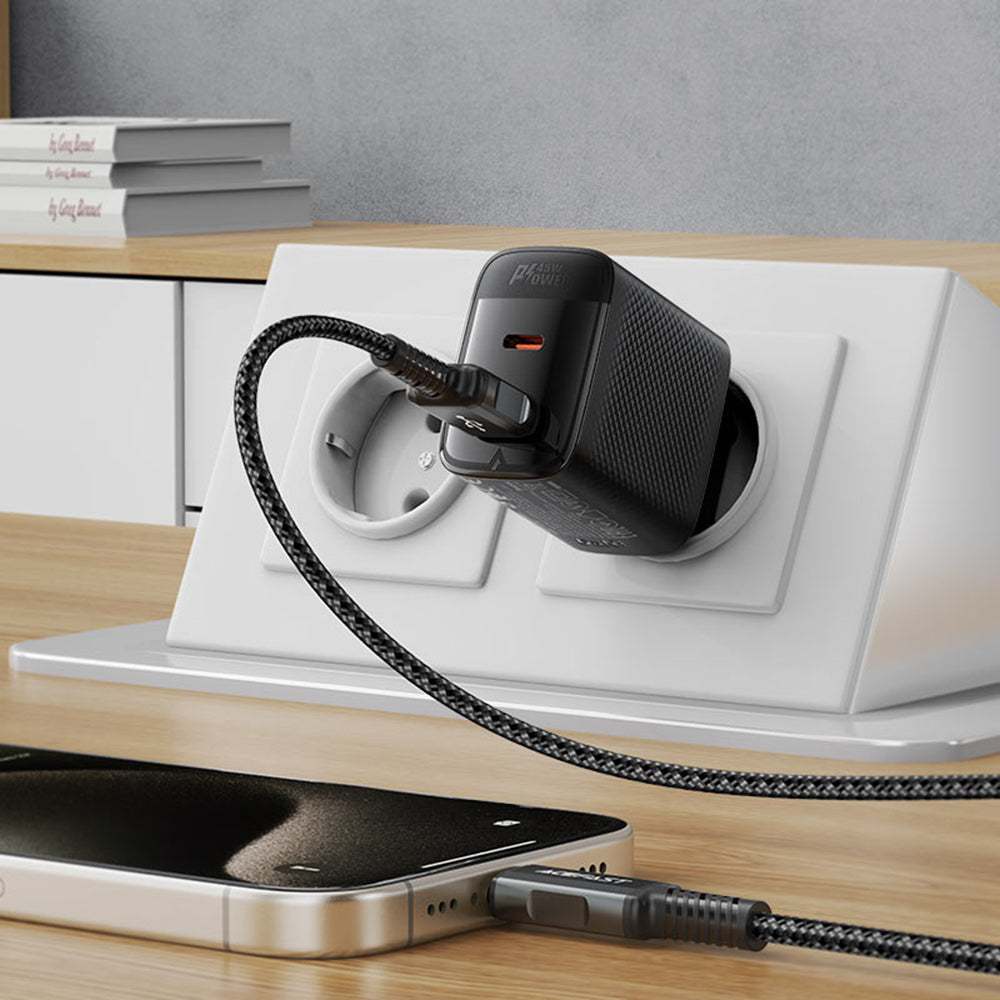 Nätverksladdare Acefast A106, 45W, 3A, 1 x USB-A - 1 x USB-C, Svart
