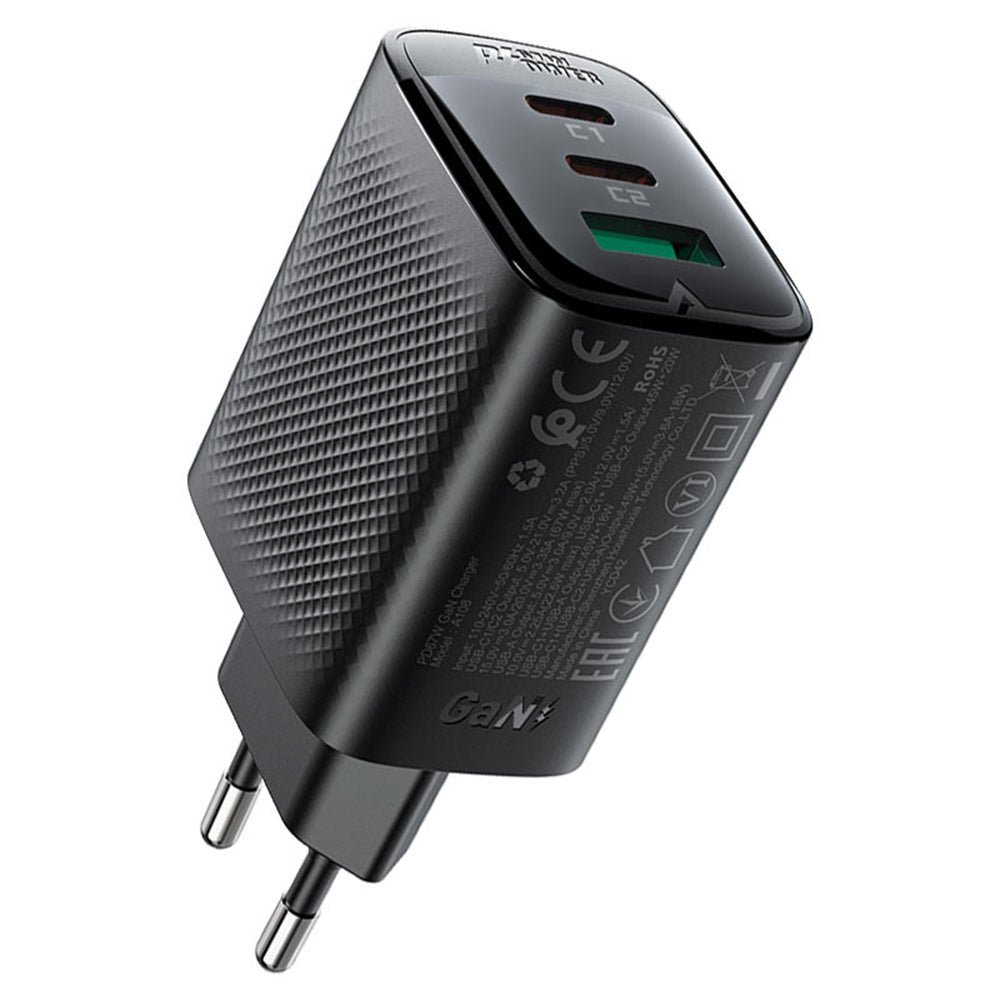 Nätverksladdare Acefast A108, 67W, 3A, 1 x USB-A - 2 x USB-C, Svart