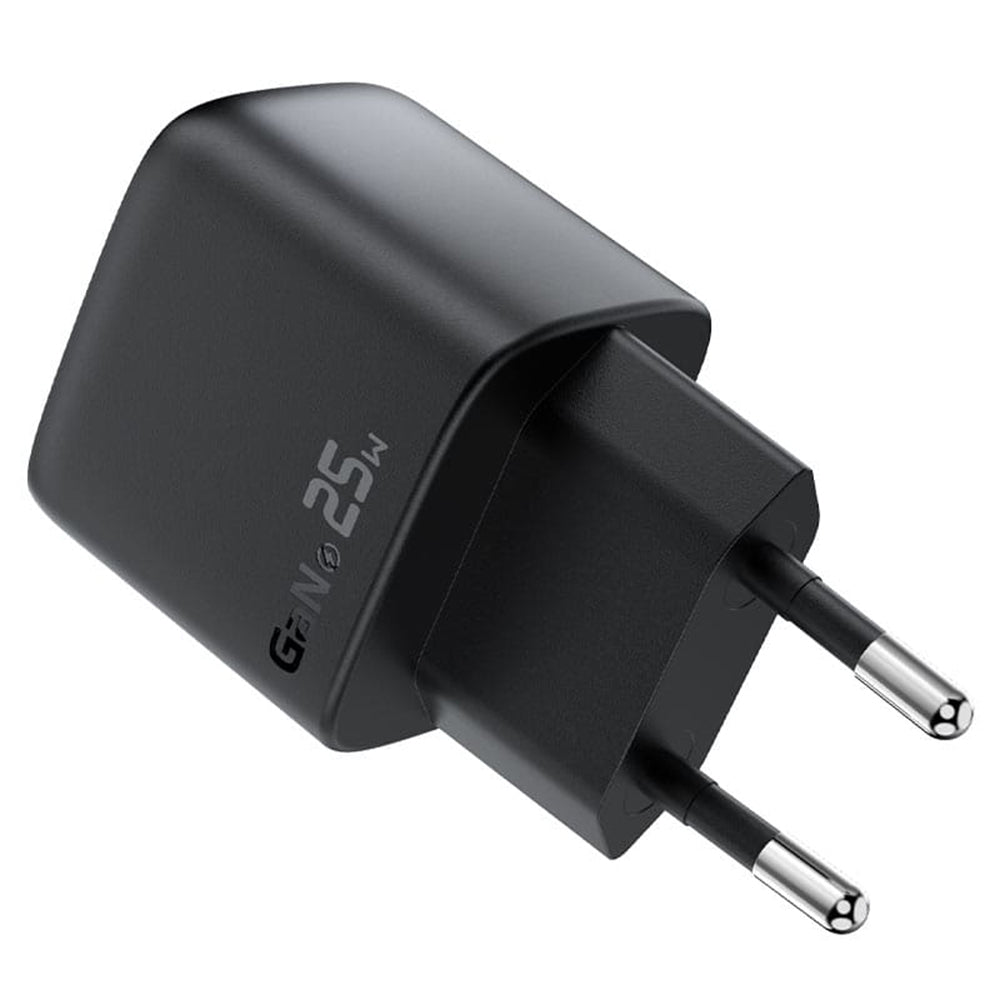 Acefast A114 Display Nätverksladdare, 25W, 3A, 1 x USB-A - 1 x USB-C, Svart