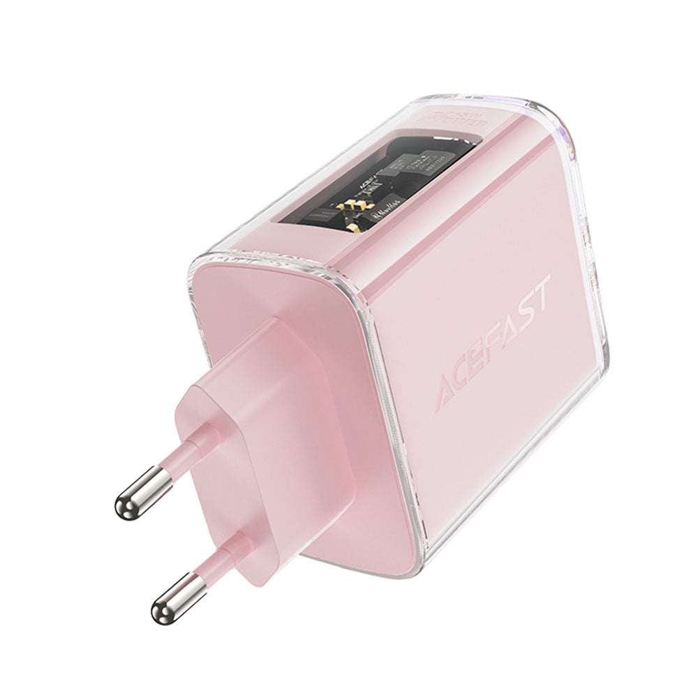 Nätverksladdare Acefast A45 Exploration, 65W, 3.25A, 1 x USB-A - 2 x USB-C, Rosa