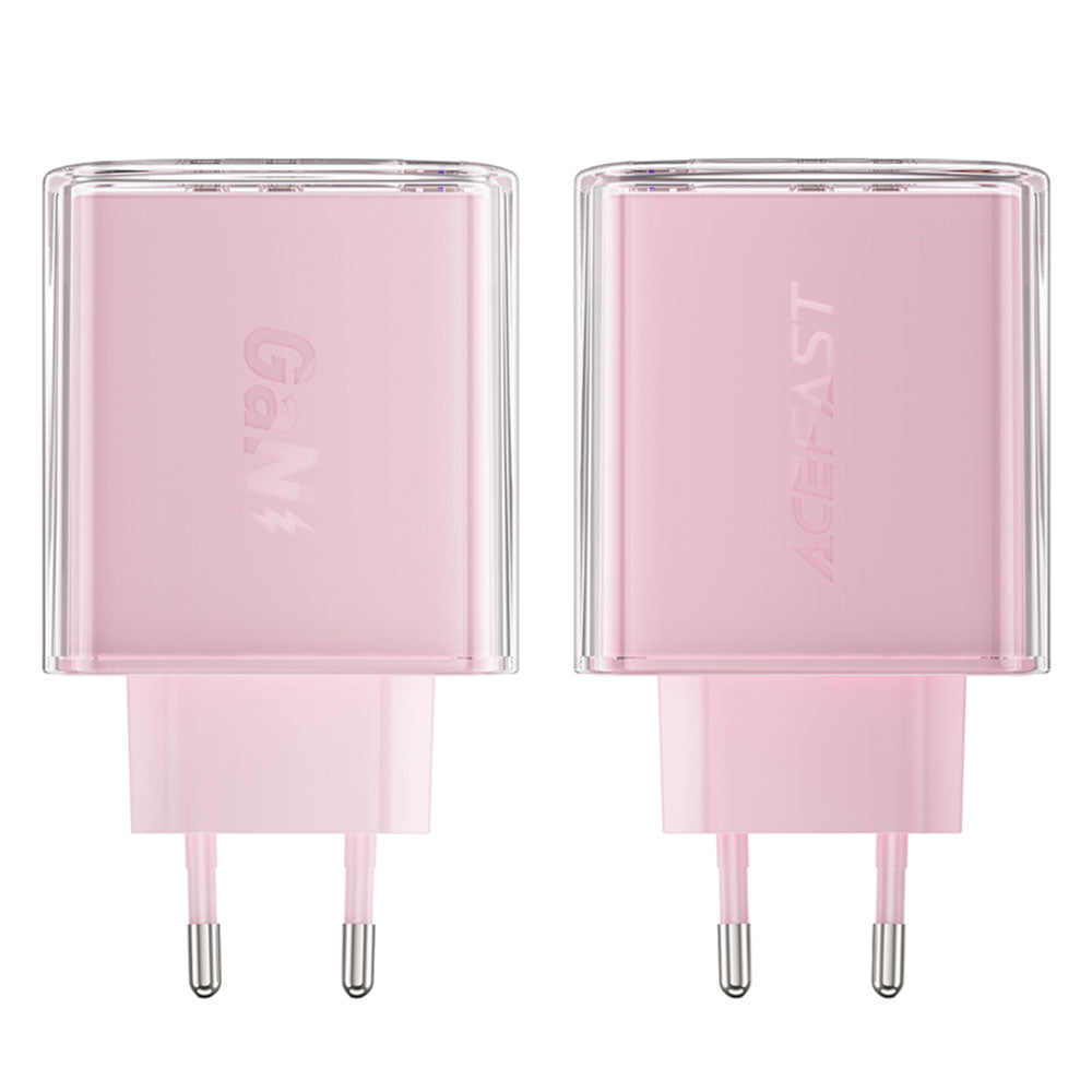Nätverksladdare Acefast A45 Exploration, 65W, 3.25A, 1 x USB-A - 2 x USB-C, Rosa