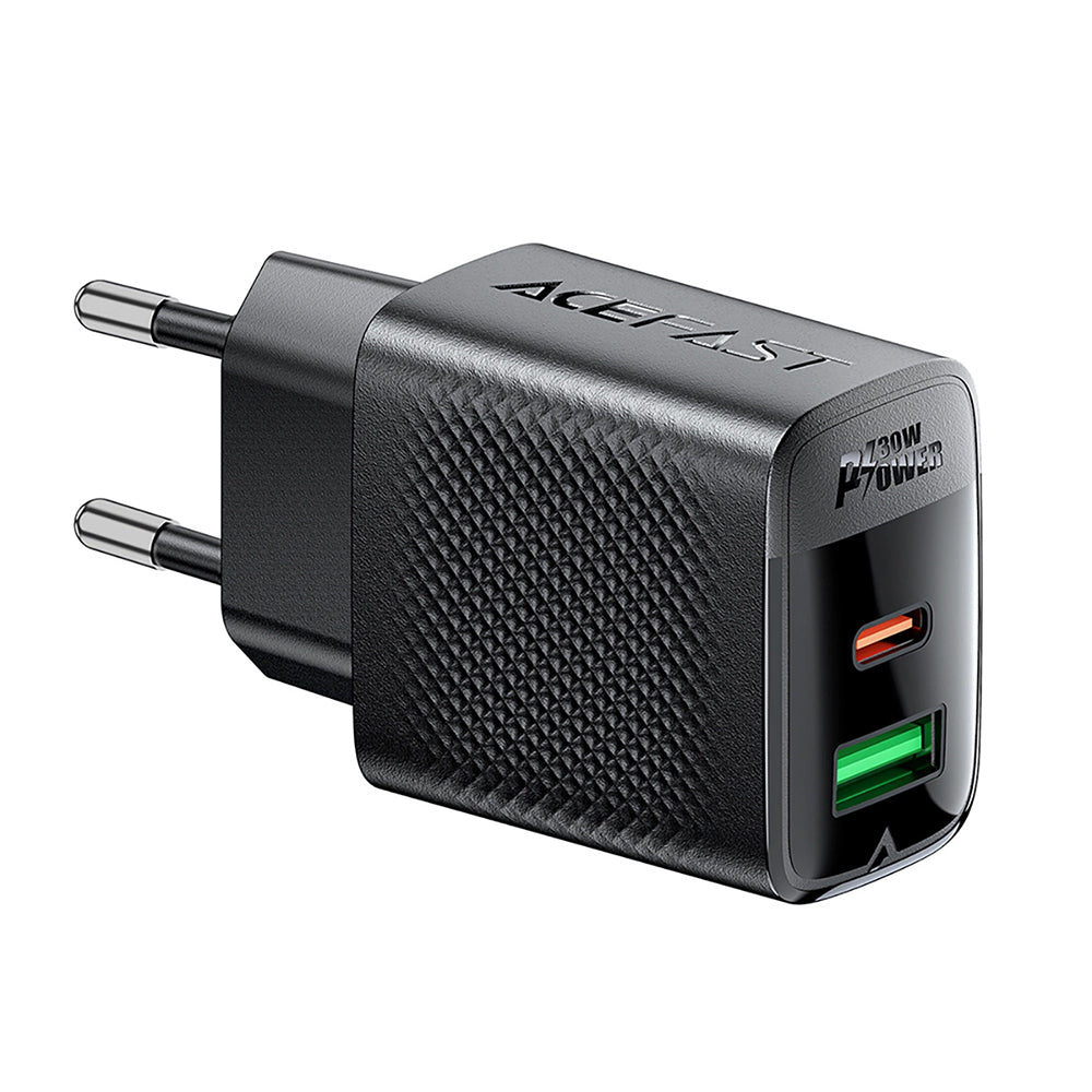 Nätverksladdare Acefast A98, 30W, 3A, 1 x USB-A - 1 x USB-C, Svart