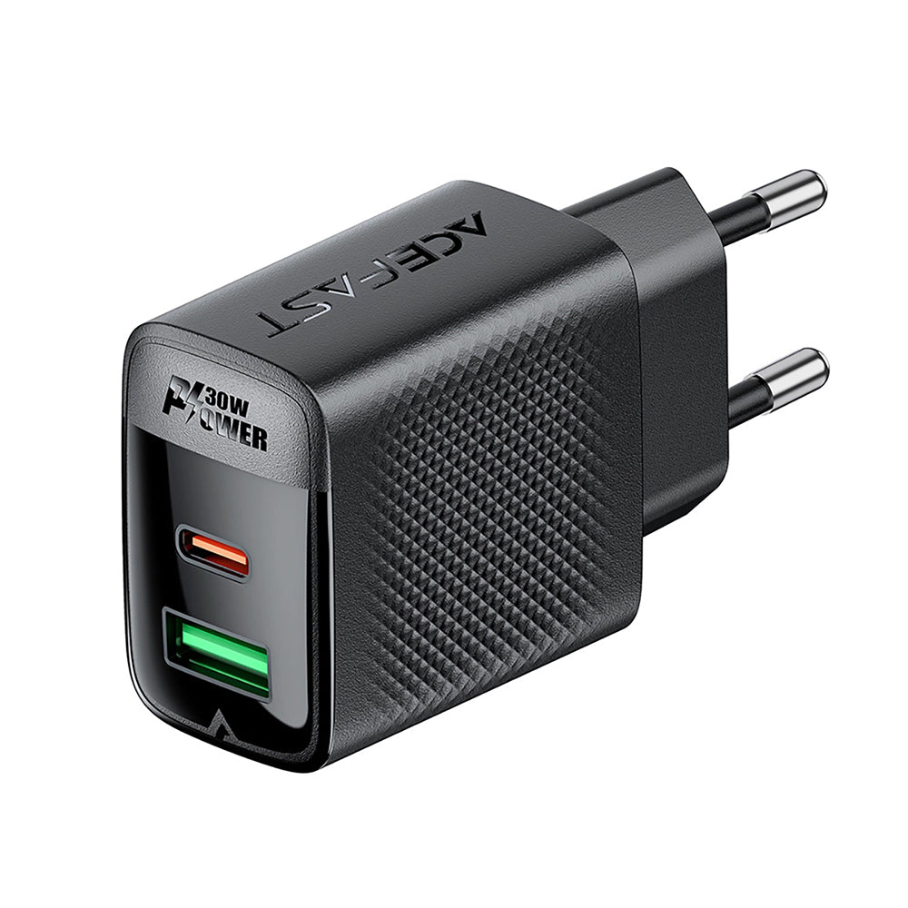 Nätverksladdare Acefast A98, 30W, 3A, 1 x USB-A - 1 x USB-C, Svart