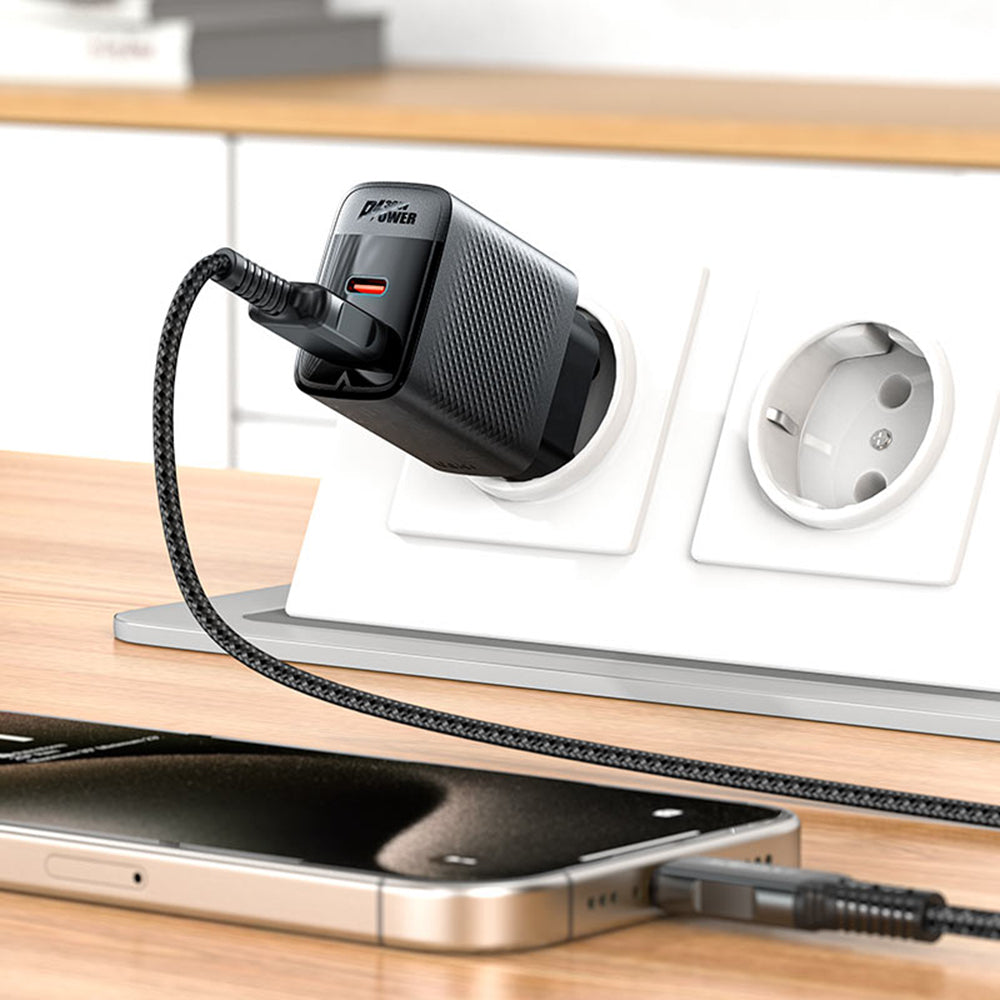 Nätverksladdare Acefast A98, 30W, 3A, 1 x USB-A - 1 x USB-C, Svart