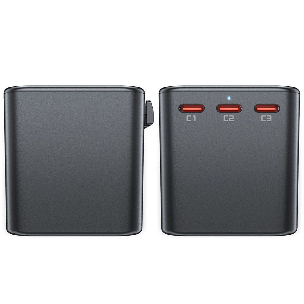 Acefast Travel Z1 nätverksladdare, 75W, 3.35A, 2 x USB-A - 3 x USB-C, Svart