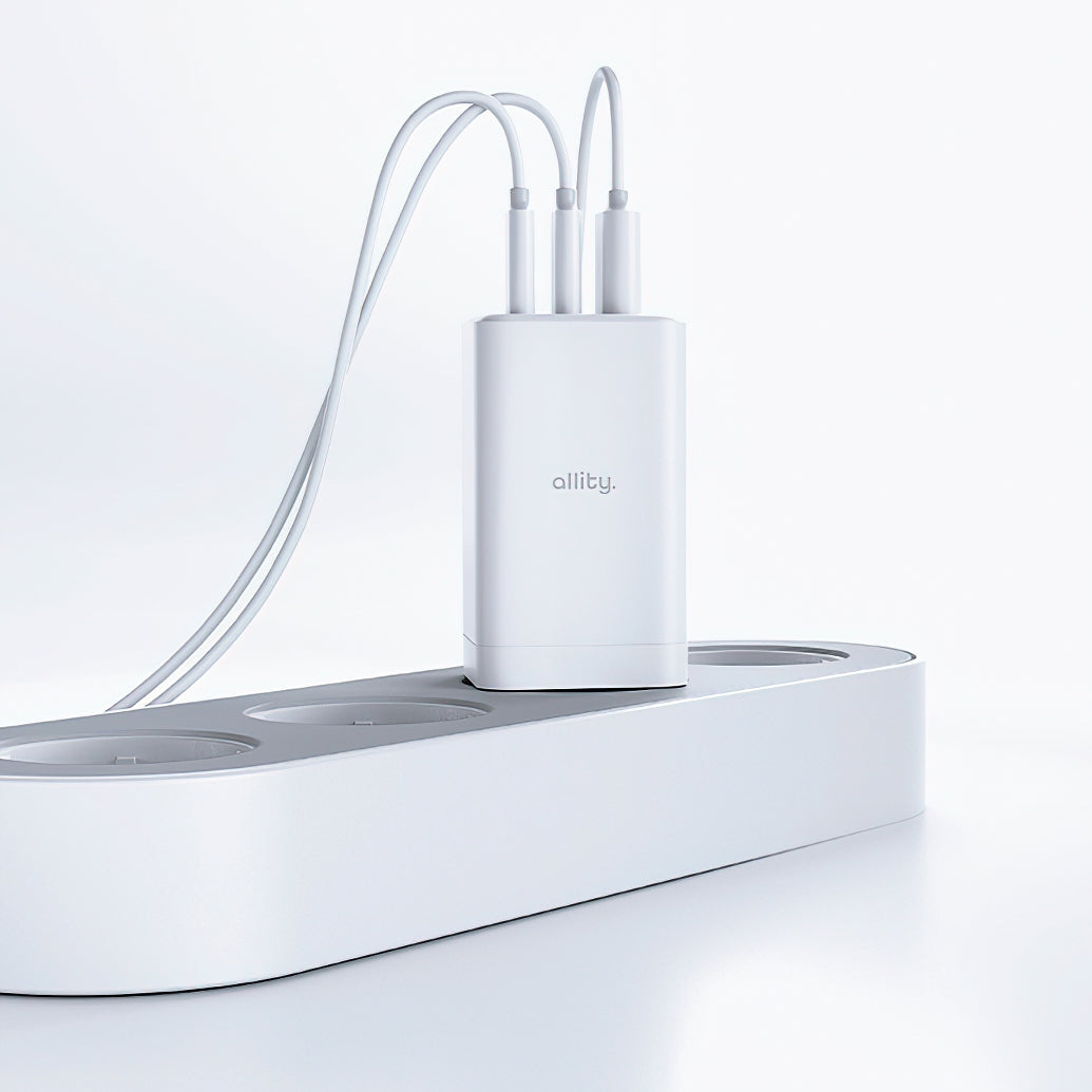 Allity Network Charger. ATC-01-65WACC Fast, 65W, 3.25A, 1 x USB-A - 2 x USB-C, White