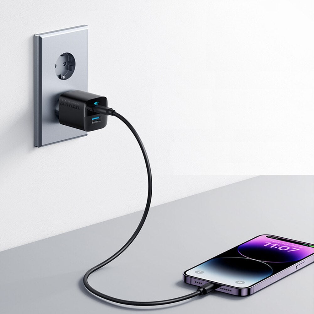 Anker 323 Nätverksladdare, 33W, 3A, 1 x USB-A - 1 x USB-C, Svart A2331G11