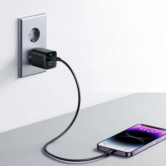 Anker 323 Nätverksladdare, 33W, 3A, 1 x USB-A - 1 x USB-C, Svart A2331G11