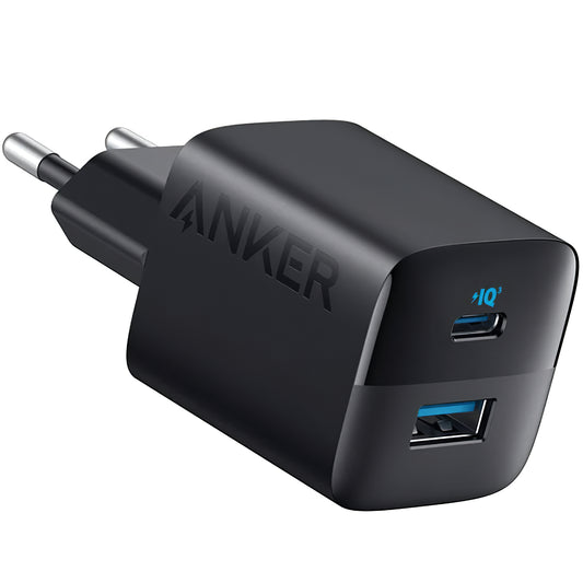 Anker 323 Nätverksladdare, 33W, 3A, 1 x USB-A - 1 x USB-C, Svart A2331G11