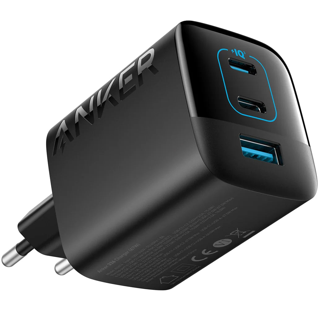 Nätverksladdare Anker 336, 67W, 3.25A, 1 x USB-A - 2 x USB-C, Svart A2674G11