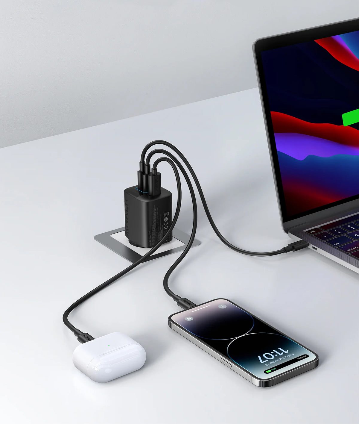 Nätverksladdare Anker 336, 67W, 3.25A, 1 x USB-A - 2 x USB-C, Svart A2674G11