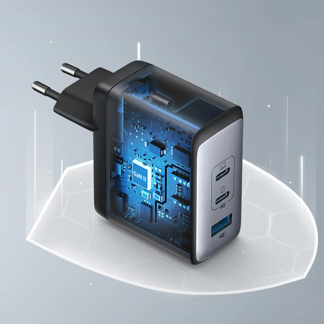 Nätverksladdare Anker 736 Nano II, 100W, 3A, 1 x USB-A - 2 x USB-C, Svart A2145G11