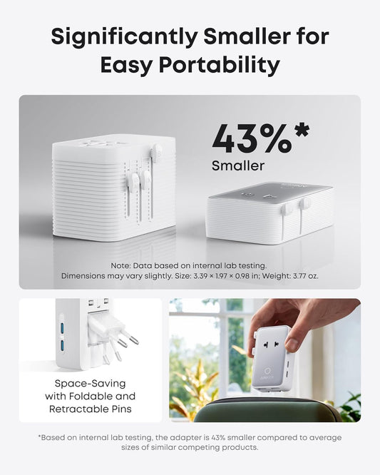 Anker Nano Travel Nätverksladdare, 20W, 3A, 2 x USB-A - 2 x USB-C, Vit A9215H21