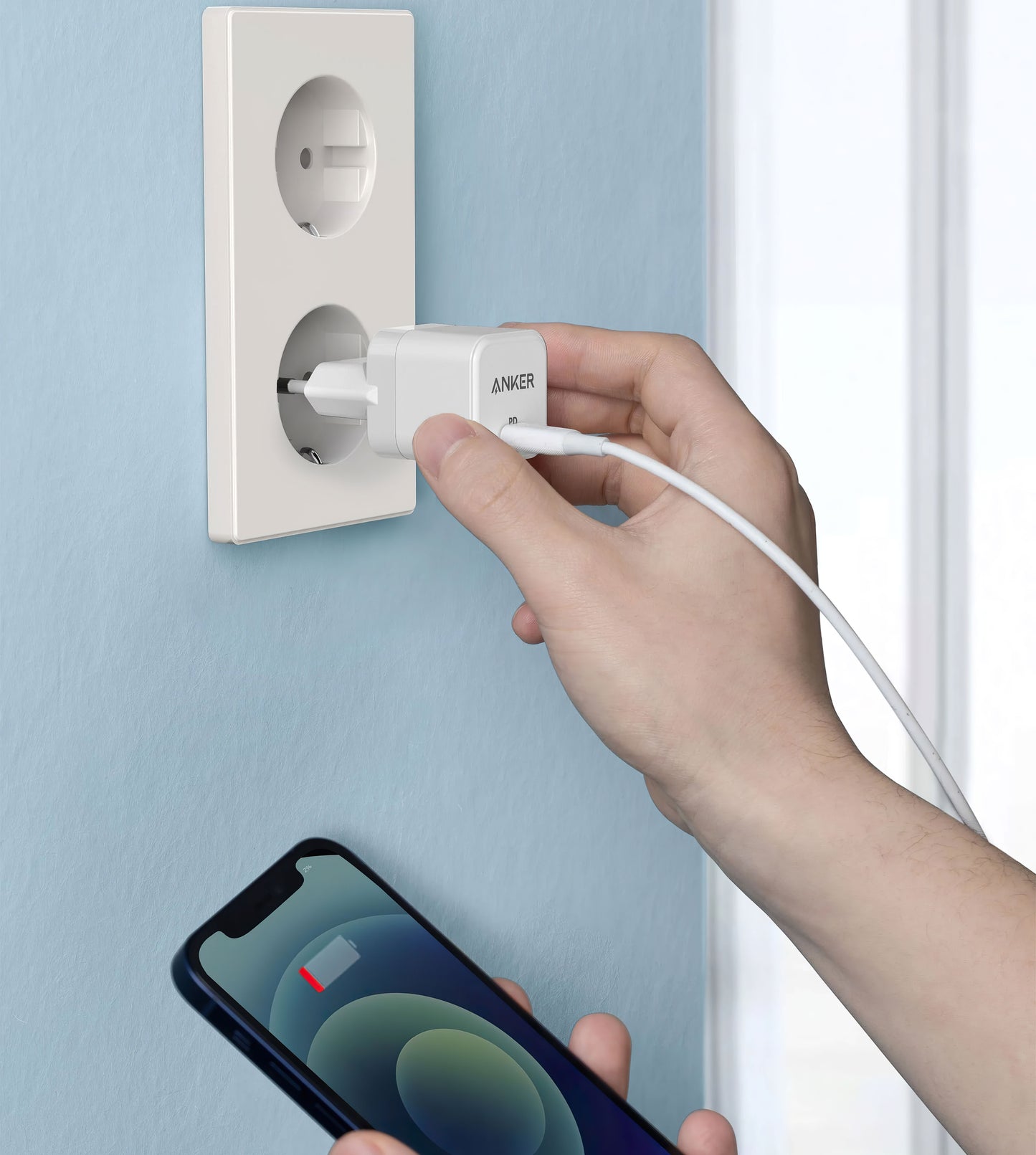 Anker PowerPort III Cube Nätverksladdare, 20W, 3A, 1 x USB-C, Vit A2149G21