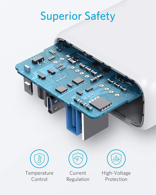 Nätverksladdare Anker PowerPort PD+ 2, 35W, 3A, 1 x USB-A - 1 x USB-C, Vit A263636G21