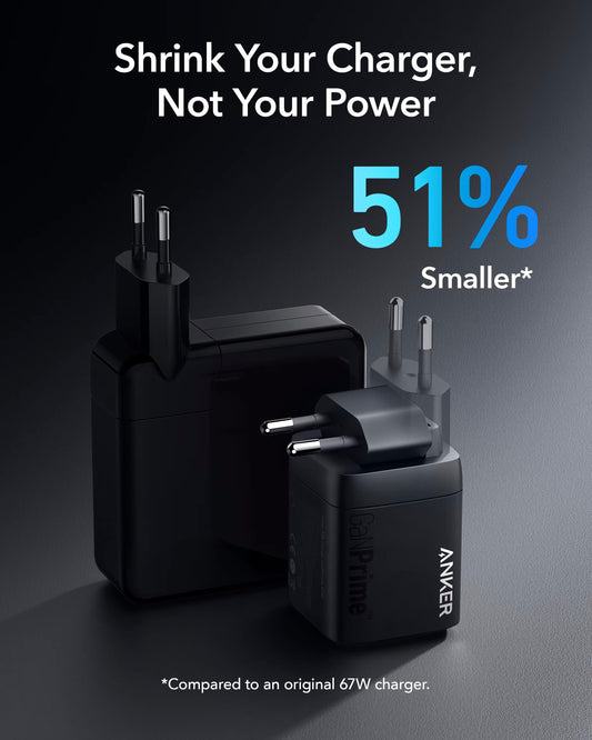 Anker Prime nätverksladdare, 67W, 5A, 1 x USB-A - 2 x USB-C, svart A2669313