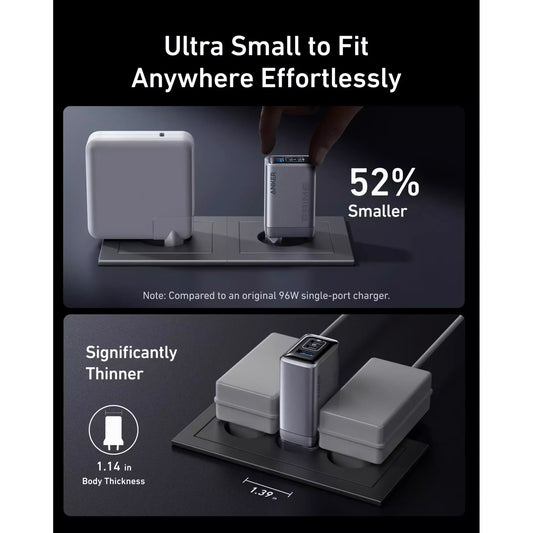 Nätverksladdare Anker Prime, 100W, 3A, 1 x USB-A - 2 x USB-C, Grå A2688341 A2688341