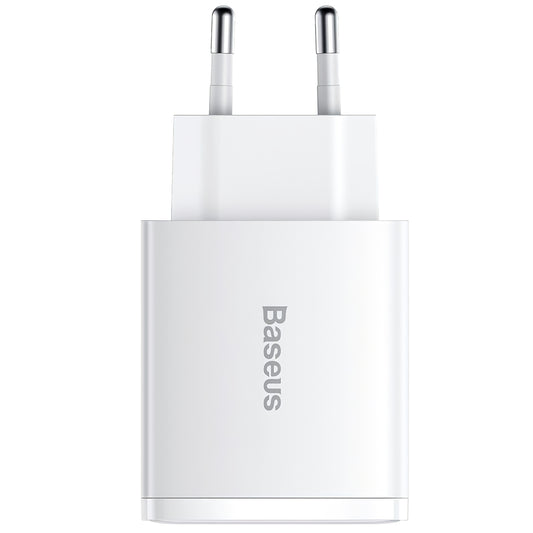 Nätverksladdare Baseus Compact, 30W, 1 x USB-C - 2 x USB-A, Vit CCXJ-E02
