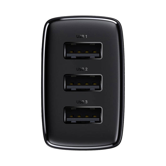 Nätverksladdare Baseus Compact 3U, 17W, 2,1A, 3 x USB-A, svart CCXJ020101