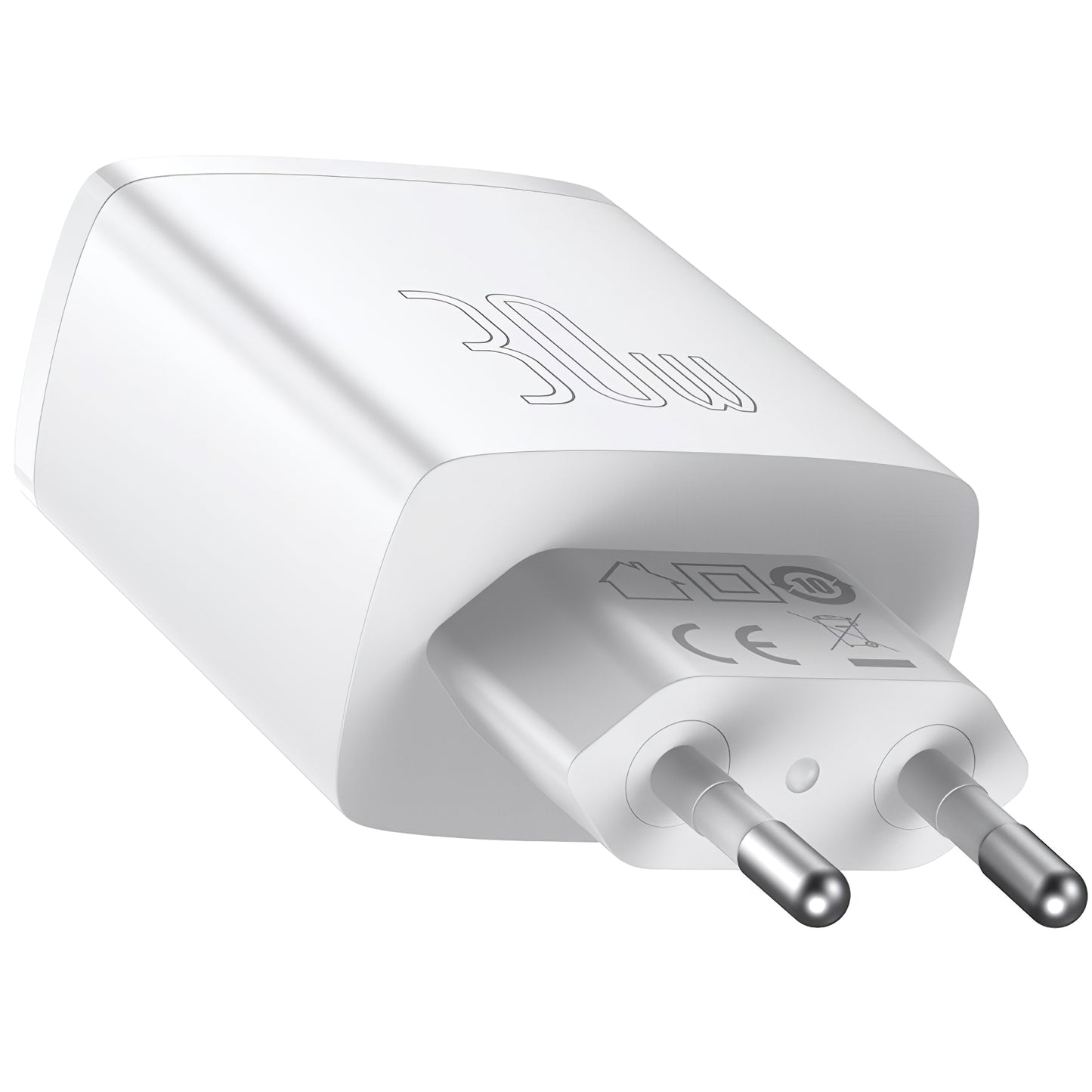 Nätverksladdare Baseus Compact, 30W, 1 x USB-C - 2 x USB-A, Vit CCXJ-E02