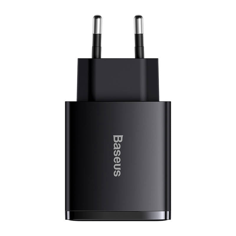 Baseus kompakt nätverksladdare, 30W, 3A, 1 x USB-C - 2 x USB-A, svart CCXJ-E01
