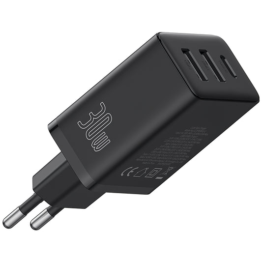 Nätverksladdare Baseus Cube, 30W, 3A, 1 x USB-C - 2 x USB-A, Svart P10111402113113-00