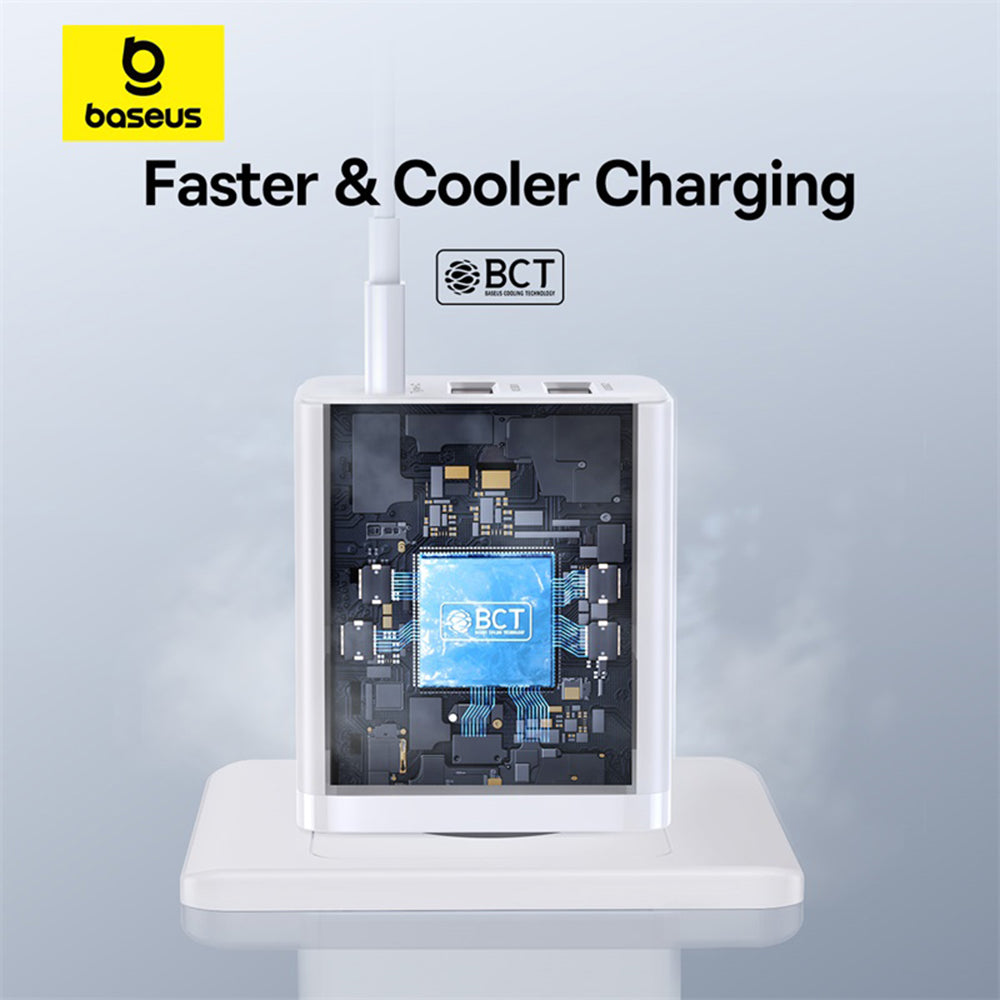 Baseus Cube nätverksladdare, 30W, 3A, 2 x USB-A - 1 x USB-C, Vit P10111402213-00
