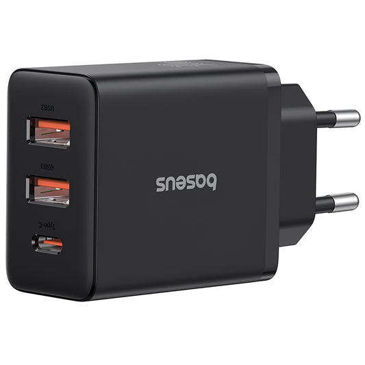Nätverksladdare Baseus Cube, 30W, 3A, 1 x USB-C - 2 x USB-A, Svart P10111402113113-00