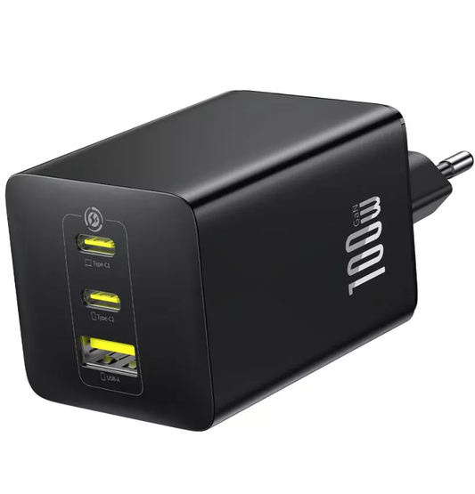 Baseus EnerFill FE11 nätverksladdare, 100W, 5A, 1 x USB-A - 2 x USB-C, Grå P10182102123
