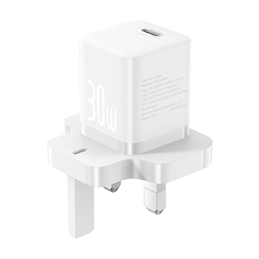 Baseus GaN5 UK nätverksladdare, 30W, 3A, 1 x USB-C, Vit P10110906213-00