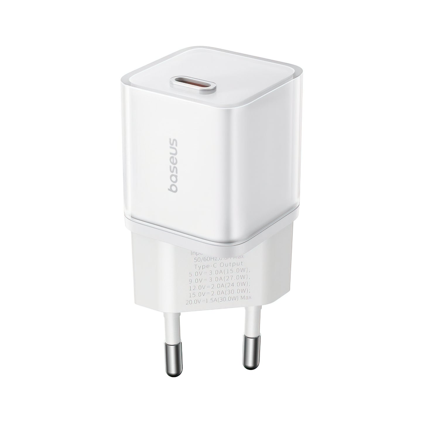 Baseus GaN5S Nätverksladdare, 30W, 3A, 1 x USB-C, Vit P10162504213-00