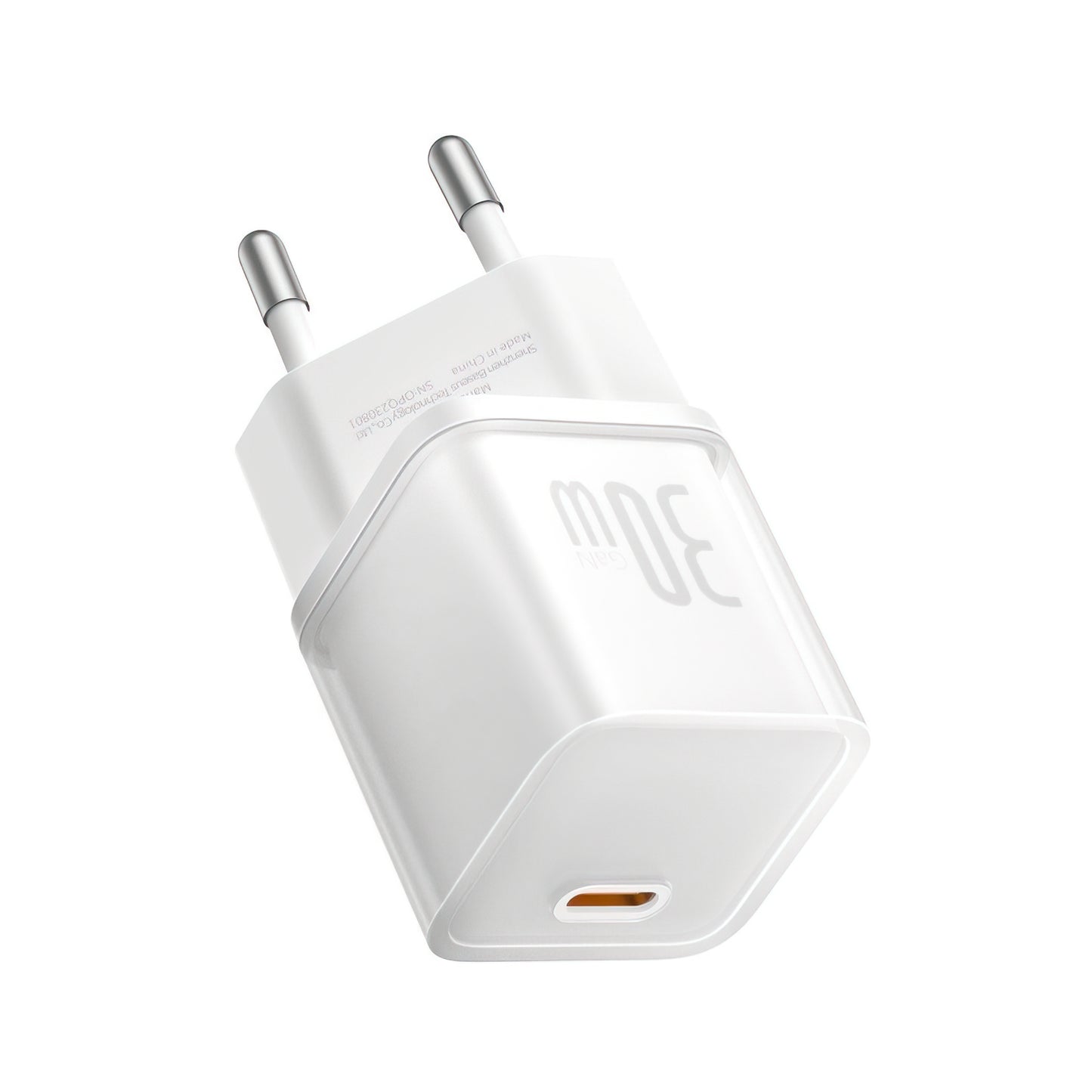 Baseus GaN5S Nätverksladdare, 30W, 3A, 1 x USB-C, Vit P10162504213-00
