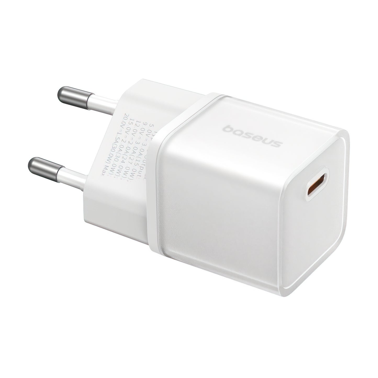 Baseus GaN5S Nätverksladdare, 30W, 3A, 1 x USB-C, Vit P10162504213-00