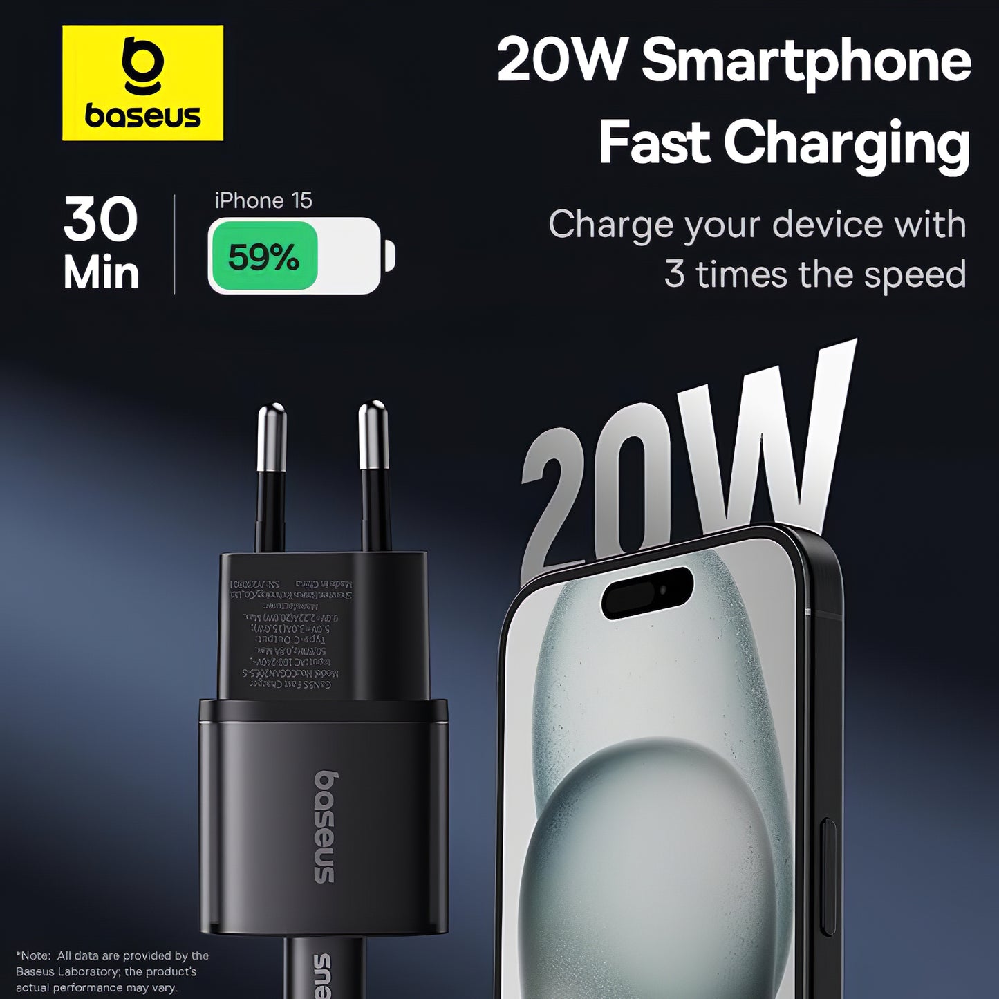Baseus GaN5S nätverksladdare GaN5S, 20W, 3A, 1 x USB-C, svart P10162503113113-00