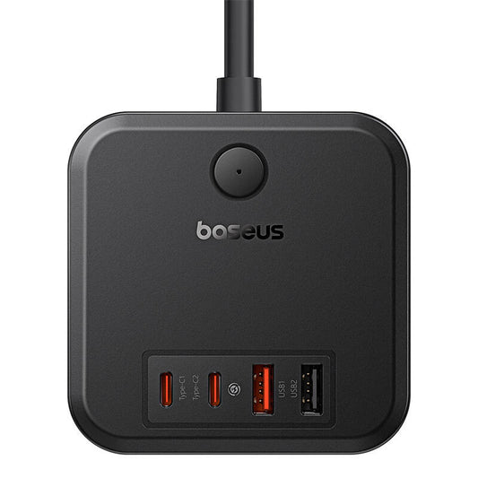 Baseus PowerCombo Cube, 30W, 3A, 2 x USB-A - 2 x USB-C - 3 x Schuko, svart E00066400117-00
