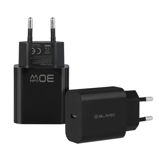 Blavec BC-14 nätadapter, 30 W, 3 A, 1 × USB-C, svart