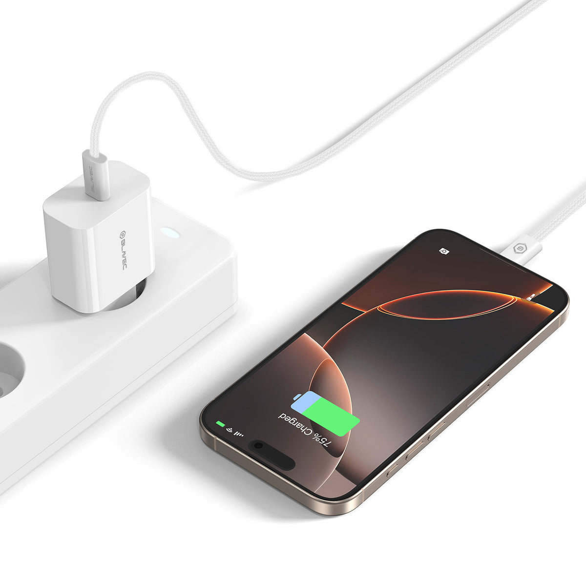 Nätadapter Blavec BC-7, 45W, 3A, 1 x USB-C, Vit