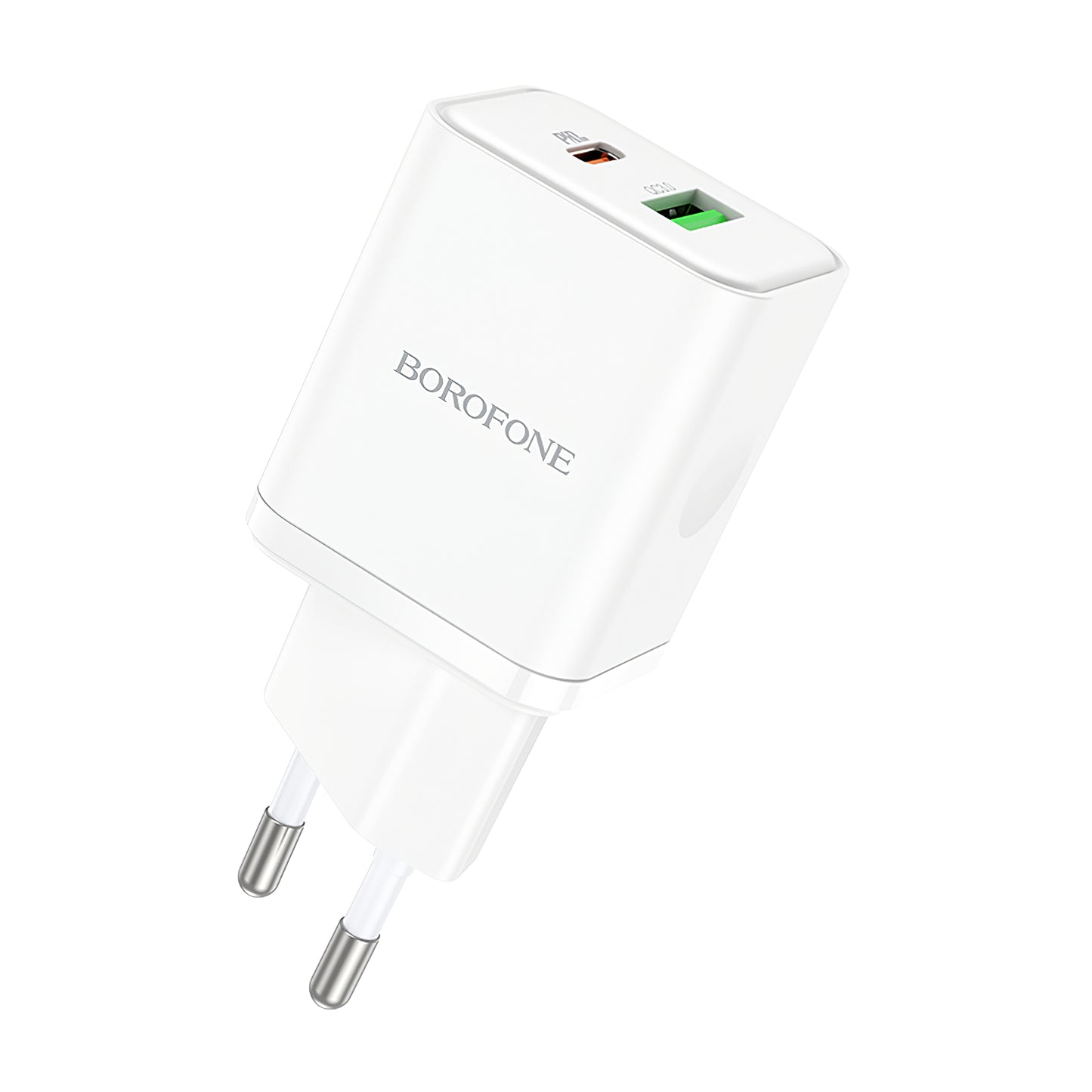 Nätverksladdare Borofone BN7, 20W, 3A, 1 x USB-A - 1 x USB-C, Vit