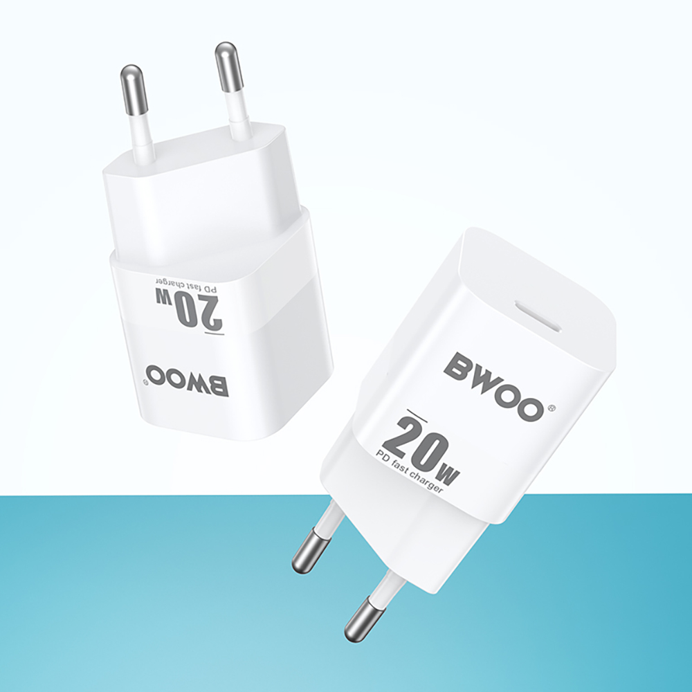Nätadapter BWOO CDA155, 20W, 3A, 1 x USB-C, Vit