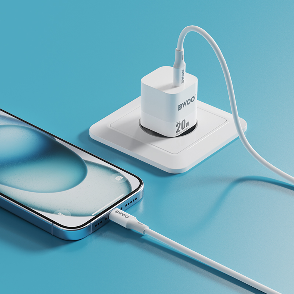Nätadapter BWOO CDA155, 20W, 3A, 1 x USB-C, Vit