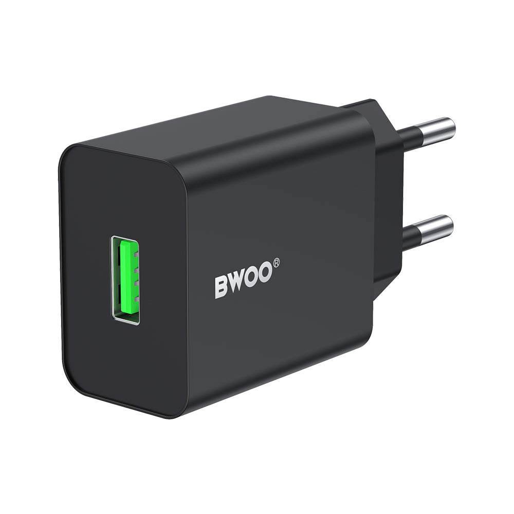 Nätverksladdare BWOO CDA249, 12W, 2.4A, 1 x USB-A, Svart